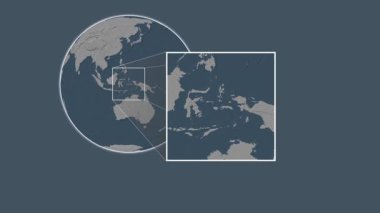 Pulau Buano Adası. Banda Denizi - Endonezya - Endonezya - Banda Denizi 'nde iki adımlık kaydırak çerçeve ekstraksiyonu kullanılarak, çelik renkli bir yükseklik haritasında konumun sunumu