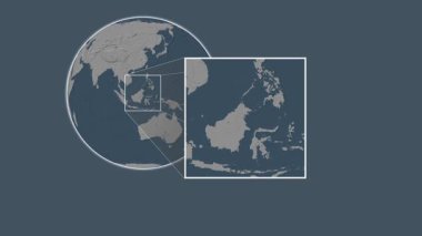 Pulau Bunyu Adası. Konumun, Celebes Denizi - Endonezya - Endonezya 'da iki adımlık kaydırak çerçeve ekstraksiyonu kullanılarak çelik renkli bir yükseklik haritasında sunulması