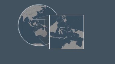 Pulau Buru Adası. Banda Denizi - Endonezya - Endonezya - Banda Denizi 'nde iki adımlık kaydırak çerçeve ekstraksiyonu kullanılarak, çelik renkli bir yükseklik haritasında konumun sunumu