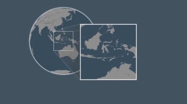 Buton Adası. Banda Denizi - Endonezya - Endonezya - Banda Denizi 'nde iki adımlık kaydırak çerçeve ekstraksiyonu kullanılarak, çelik renkli bir yükseklik haritasında konumun sunumu