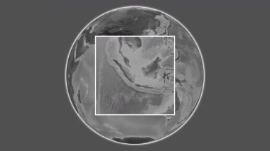 Pulau Bangka Adası. Java Denizi - Endonezya 'da merkezli iki adımlık çerçeve ekstraksiyonu kullanılarak bir bileklik yükseklik haritasında konumun sunumu