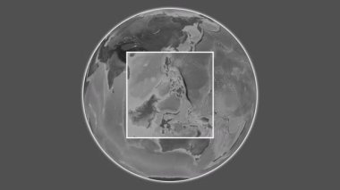 Basilan Adası. Sulu Denizi - Filipinler 'de merkezli iki adımlık çerçeve çıkarımı kullanılarak bir bileklik yükseklik haritasında konumun sunumu