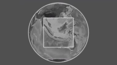 Pulau Bawal Adası. Güney Çin Denizi 'nde merkezli iki adımlık çerçeve çıkarımı kullanılarak bir bileklik yükseklik haritasında konumun sunumu - Endonezya