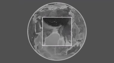 Bhasan Char Adası. Bengal Körfezi - Bangladeş 'teki merkezli iki adımlık çerçeve çıkarımı kullanılarak bir bileklik yükseklik haritasında konumun sunumu