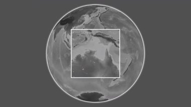 Bickerton Adası. Arafura Denizi 'nde merkezli iki adımlık çerçeve çıkarımı kullanılarak bir bileklik yükseklik haritasında konumun sunumu - Avustralya