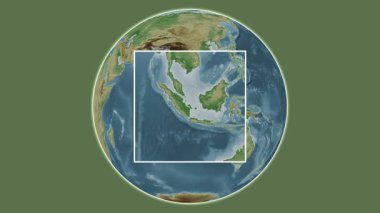 Pulau Bangka Adası. Konumun Java Denizi - Endonezya merkezli iki adımlı çerçeve ekstraksiyonu kullanılarak renkli bir yükseklik haritasında sunumu