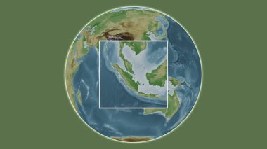 Pulau Batam Adası. Singapur Boğazı 'ndaki merkezli iki basamaklı çerçeve ekstraksiyonu kullanılarak rengarenk bir yükseklik haritasında konumun sunumu - Endonezya