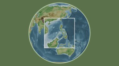 Batas Adası. Sulu Denizi - Filipinler 'de merkezli iki adımlık çerçeve ekstraksiyonu kullanılarak rengarenk bir yükseklik haritasında konumun sunumu