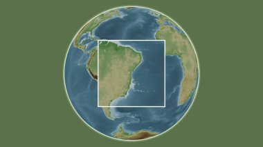 Ilha de Boipeba Adası. Konumun Güney Atlantik Okyanusu 'ndaki merkezli iki adımlık çerçeve çıkarımı kullanılarak, renkli bir yükseklik haritasında sunumu - Brezilya