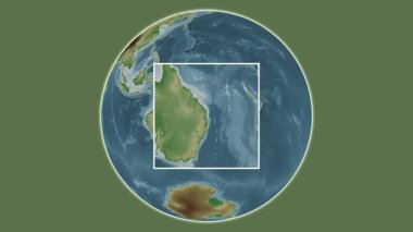 Bribie Adası. Mercan Denizi 'nde merkezli iki adım kare çıkarma kullanılarak rengarenk bir yükseklik haritasında konumun sunumu - Avustralya