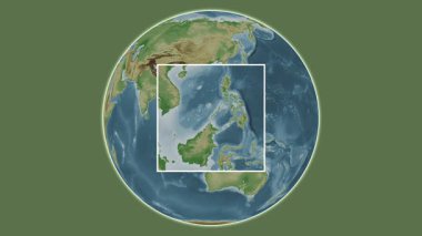 Bugsuk Adası. Sulu Denizi - Filipinler 'de merkezli iki adımlık çerçeve ekstraksiyonu kullanılarak rengarenk bir yükseklik haritasında konumun sunumu