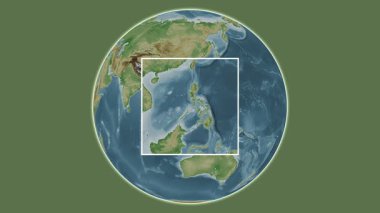 Busuanga Adası. Sulu Denizi - Filipinler 'de merkezli iki adımlık çerçeve ekstraksiyonu kullanılarak rengarenk bir yükseklik haritasında konumun sunumu