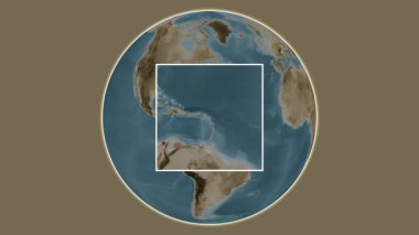 Barbuda Adası. Karayip Denizi - Antigua-Barbuda - Karayip Denizi 'nde merkezli iki adımlı çerçeve çıkarımı kullanılarak sepia renkli bir yükseklik haritasında konumun sunumu