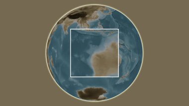 Barrow Adası. Yerin Hint Okyanusu 'ndaki merkezli iki basamaklı çerçeve çıkarımı kullanılarak sepya renkli bir yükseklik haritasında sunumu - Avustralya