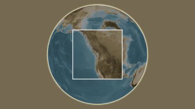 Blakely Adası. Güneydoğu Alaska ve Britanya Kolumbiyası 'nın Sahil Suları' ndaki merkezli iki basamaklı kare çıkarımı kullanılarak sepia renkli bir yükseklik haritasında yer almaktadır.