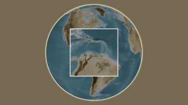 Bonaire Adası. Yerin Karayip Denizi 'nde merkezli iki basamaklı çerçeve çıkarma kullanılarak sepya renkli bir yükseklik haritasında sunulması - Hollanda