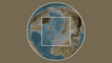 Boroy Adası. Kuzey Atlantik Okyanusu - Faroe Adaları 'ndaki merkezli iki adımlık çerçeve çıkarımı kullanılarak sepya renkli bir yükseklik haritasında konumun sunumu