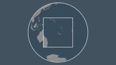 Ile Balabio Adası. Mercan Denizi 'ndeki merkezli iki adımlık iskelet çıkarımı kullanılarak yapılan çelik renkli yükseklik haritasında konumun sunumu - Fransa