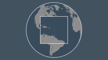 Basse-Terre Adası. Karayipler Denizi 'ndeki merkezli iki adım kare çıkartma kullanılarak yapılan çelik renkli yükseklik haritasında konumun sunumu - Fransa