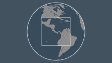 Bastimentos Adası Adası. Karayipler Denizi 'ndeki merkezli iki adım kare çıkartma kullanılarak yapılan çelik renkli yükseklik haritasında konumun sunumu - Panama