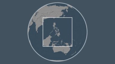 Bohol Adası. Filipinler - Filipinler - Filipinler - Filipinler merkezli iki adımlı çerçeve çıkarma kullanılarak, çelik renkli bir yükseklik haritasında konumun sunumu