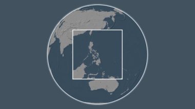 Buad Adası. Filipinler - Filipinler - Filipinler - Filipinler merkezli iki adımlı çerçeve çıkarma kullanılarak, çelik renkli bir yükseklik haritasında konumun sunumu