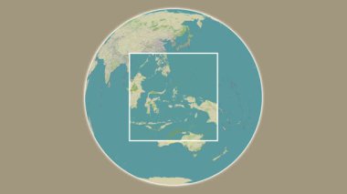 Pulau Bacan Adası. Molukka Denizi - Endonezya 'da merkezli iki adımlık çerçeve ekstraksiyonu kullanılarak OpenStreet haritasında konumun sunumu