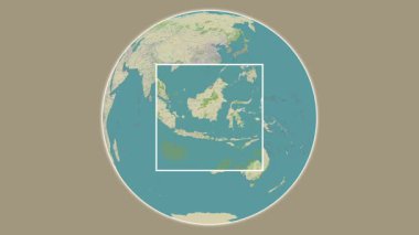 Pulau Bakumpai Adası. Java Denizi - Endonezya 'da merkezli iki adımlık çerçeve ekstraksiyonu kullanılarak OpenStreet haritasında konumun sunumu