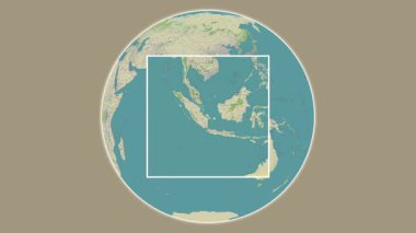 Pulau Bangka Adası. Java Denizi - Endonezya 'da merkezli iki adımlık çerçeve ekstraksiyonu kullanılarak OpenStreet haritasında konumun sunumu