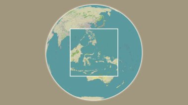 Pulau Bangka Adası. Celebes Denizi - Endonezya 'da merkezli iki adımlı çerçeve ekstraksiyonu kullanılarak OpenStreet haritasında konumun sunumu