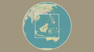 Pulau Bangkudulis Besar Adası. Celebes Denizi - Endonezya 'da merkezli iki adımlı çerçeve ekstraksiyonu kullanılarak OpenStreet haritasında konumun sunumu