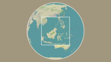 Pulau Bangkudulis-Kecil Adası. Celebes Denizi - Endonezya 'da merkezli iki adımlı çerçeve ekstraksiyonu kullanılarak OpenStreet haritasında konumun sunumu