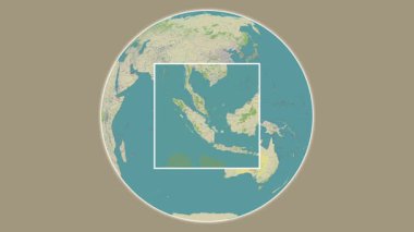 Pulau Batam Adası. Singapur Boğazı 'ndaki merkezli iki adımlı çerçeve ekstraksiyonu kullanılarak OpenStreet haritasında konumun sunumu - Endonezya