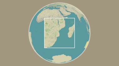 Ilha do Bazaruto Adası. Mozambik Kanalı - Mozambik Kanalı 'ndaki merkezli iki adımlı çerçeve ekstraksiyonu kullanılarak OpenStreet haritasında konumun sunumu - Mozambik