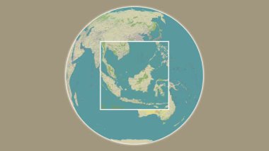 Pulau Bruit Adası. Güney Çin Denizi 'nde merkezli iki adımlık çerçeve çıkarımı kullanılarak bir OpenStreet haritasında konumun sunumu - Malezya