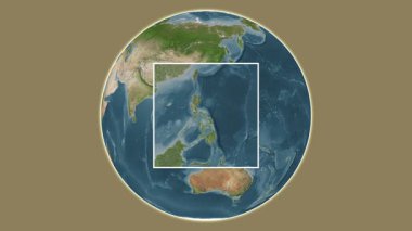 Batan, Albay Adası. Filipin Denizi 'ndeki merkezli iki adımlı çerçeve çıkarma kullanılarak bir uydu haritasında sunum - Filipinler