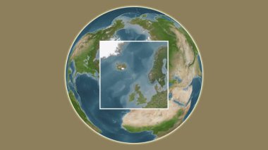 Boroy Adası. Kuzey Atlantik Okyanusu - Faroe Adaları 'nda merkezli iki adımlık kare çıkarma kullanılarak bir uydu haritasında konumun sunumu