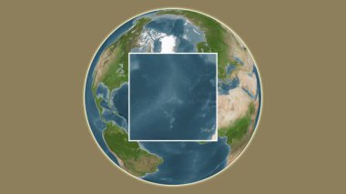 Ilha Branca Adası. Kuzey Atlantik Okyanusu 'nda merkezli iki adımlık çerçeve çıkarma kullanılarak bir uydu haritasında sunum - Portekiz