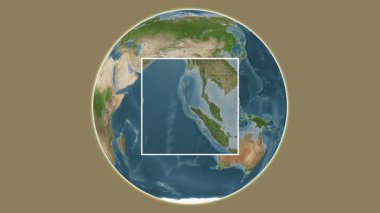 Pulau Breueh Adası. Andaman veya Burma Denizi - Endonezya 'da merkezli iki adımlık çerçeve ekstraksiyonu kullanılarak bir uydu haritasında konumun sunumu