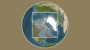 Bylot Adası. Baffin Körfezi - Kanada merkezli iki adımlı çerçeve ekstraksiyonu kullanılarak bir uydu haritasında konumun sunumu