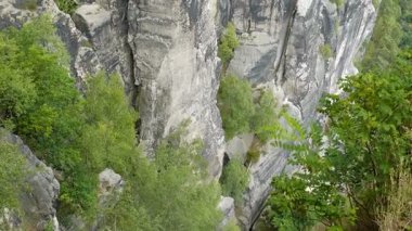 Almanya'nın Elbe Kumtaşı Dağları'nda bastei kaya oluşumu