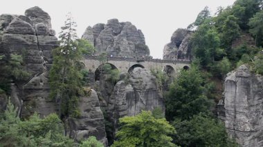 Bastei Stone köprüsü. Sakson İsviçre Ulusal Parkı, Almanya