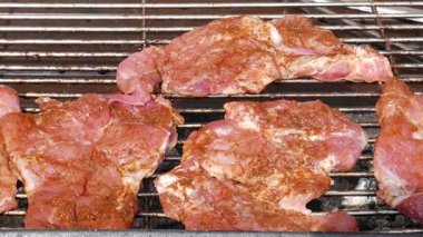 Izgarada kızarmış et.