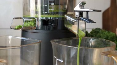 Kale, elma ve taze nane taze meyve suyu ayıklanan işlemi 