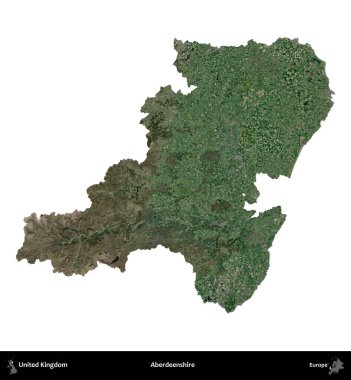 Aberdeenshire 'da. Birleşik Krallık 'ın idari alanı uydudan beyaza izole edildi.