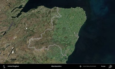 Aberdeenshire 'da. Birleşik Krallık 'ın idari bölgesini A uydusundan gösteren bir görüntü.