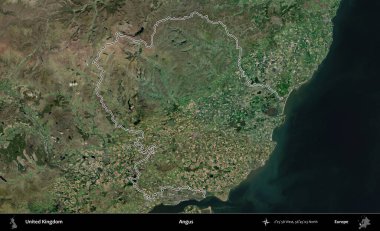 Angus. Birleşik Krallık 'ın idari bölgesini A uydusundan gösteren bir görüntü.