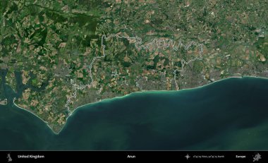 Arun. Birleşik Krallık 'ın idari bölgesini A uydusundan gösteren bir görüntü.