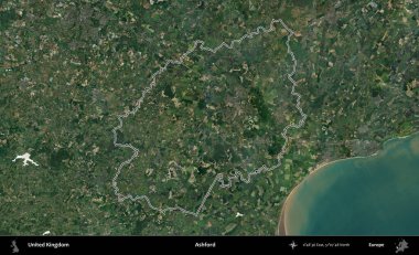 Ashford. Birleşik Krallık 'ın idari bölgesini A uydusundan gösteren bir görüntü.