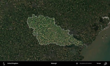 Babergh. Birleşik Krallık 'ın idari alanı karartılmış bir uydu üzerinde vurgulanmış ve özetlenmiştir.